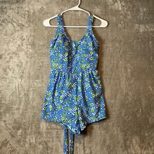 Blair Blue One Piece Romper Swimsuit w/Tummy Control‎ Size 8 Small New Modest